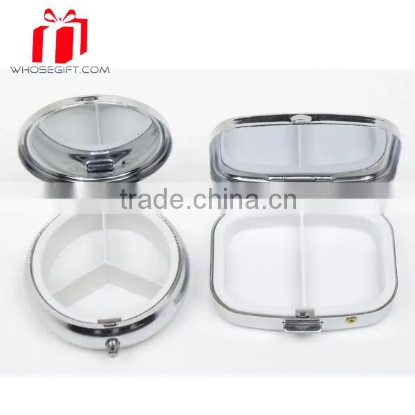 Wholesale Logo Printed 3 Case Round Metal Pill Box With Mirror