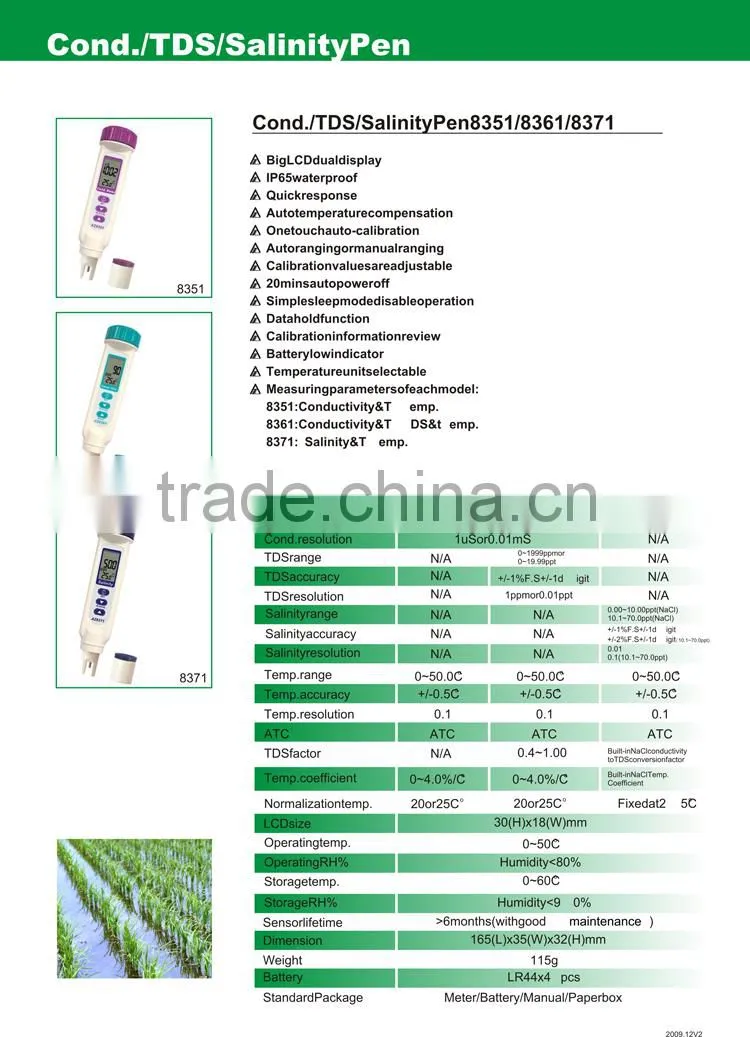 AZ8371 Portable Pen Style Water Quality Analisis Instrument Salinity Meter