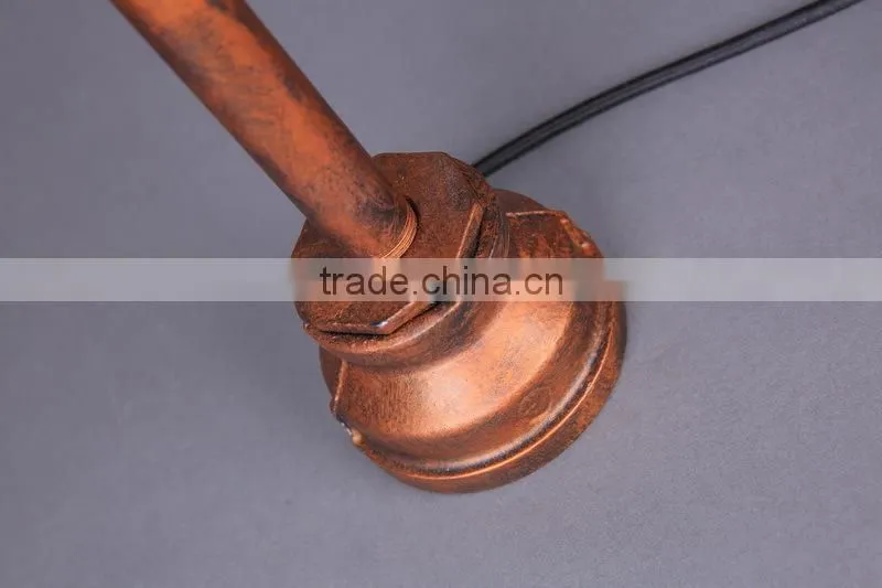 Industrial Steampunk Table Lamp Bare Bulb Desk Light Rusted Water Pipe Reading Light