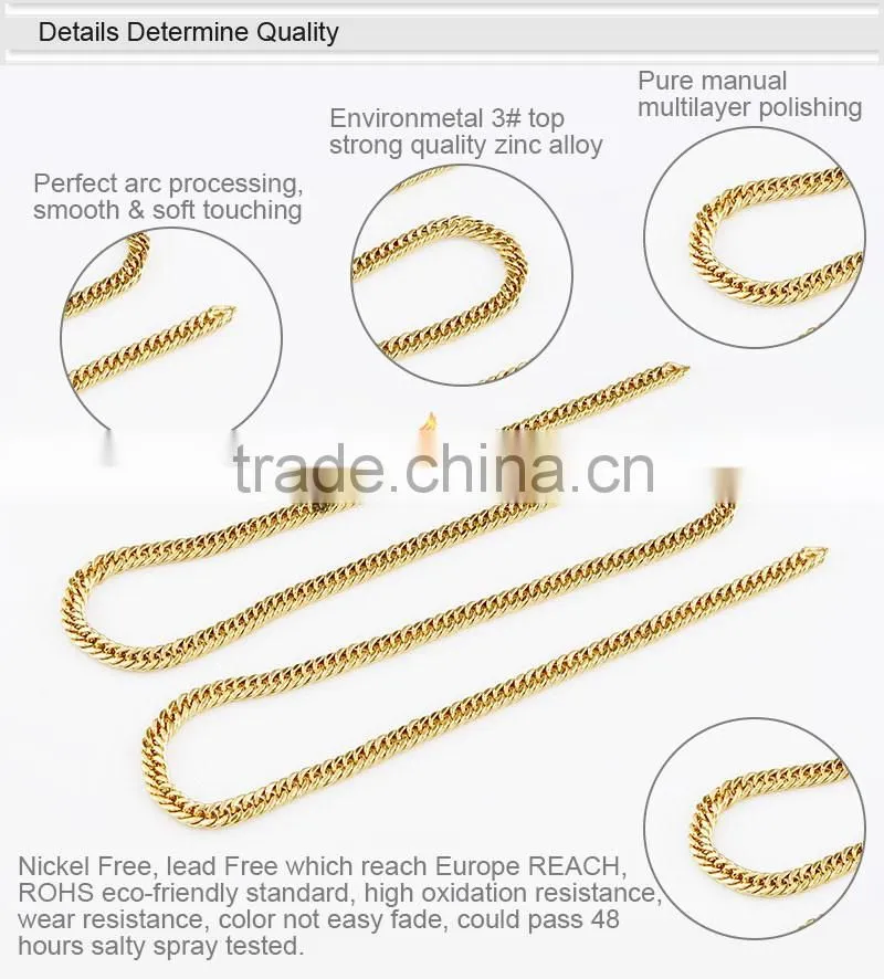 Fashion Yellow Gold Flat Tote Metal Handbag Chains Straps Purse Handle