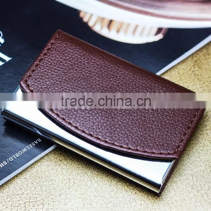 Business affairs brown PU leather credit card holder name card case for business men and promotional gift