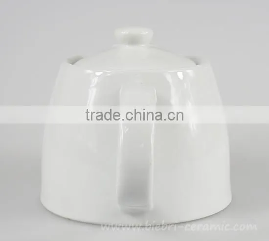 Small Plain White Antique Decorative Ceramic stump Teapot With Decals Logos Printed