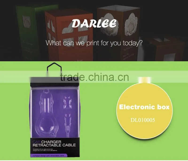 Custom logo recyclable free sample mobile phone charger packaging box with clear window