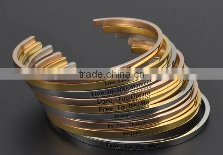 Latest Fashion Inspiration words engraved bracelets bangle wholesale