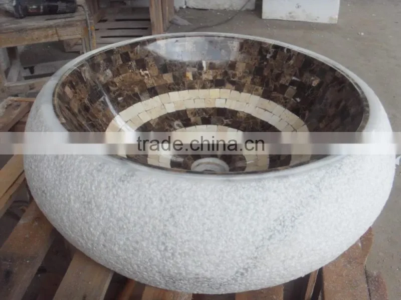 Small oval mosaic sink , vessel sinks
