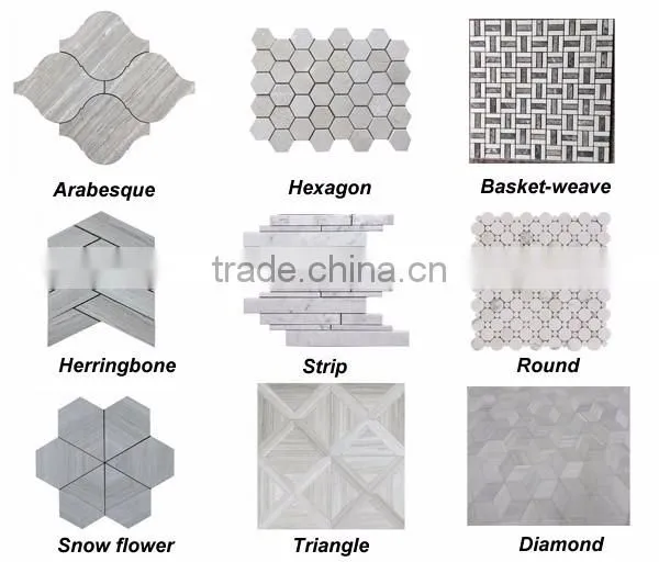 Newsar 1'' Gray Wooden Marble Hexagon Light Grain Wood Mosaic for Bathroom