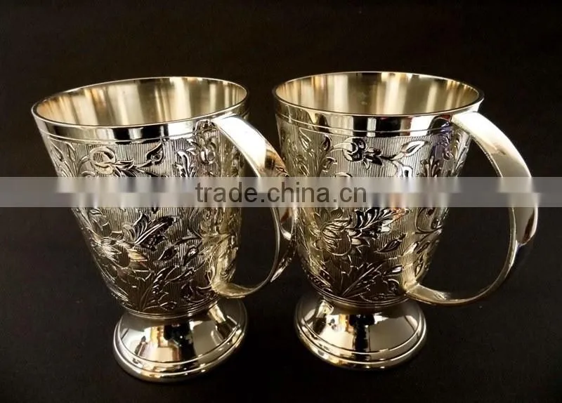 Promotional gift, corporate gift, beautiful wedding gift gold plated brass bowl spoon set