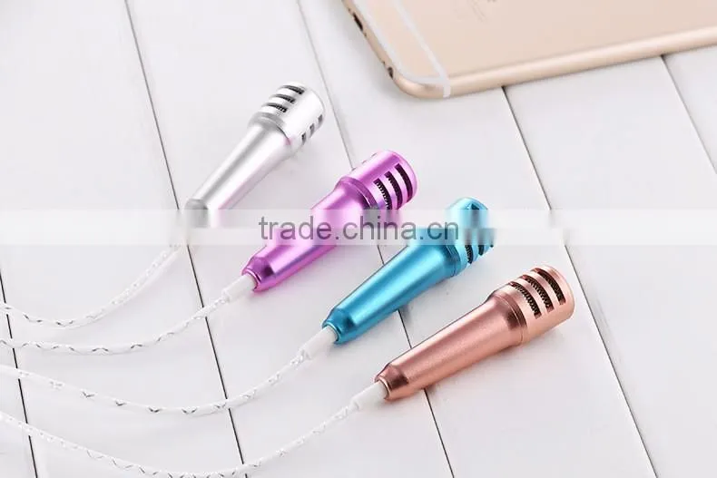 Mini Portable Fashionable Cellphone Microphone With Earphones, Factory Price Mini Cellphone Microphone For Singing