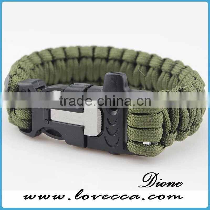 Firestarter whistle buckle with compass 550 survival bracelet