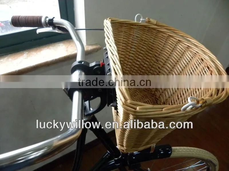 chinese willow bycicle basket with mobilizable handle