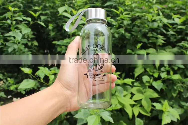 300ml custom private lable reusable glass water bottle with cloth cover