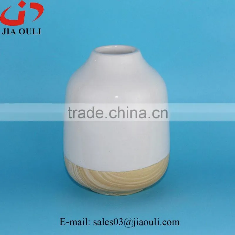 Hot design home decoration oriental wood trim ceramic vase