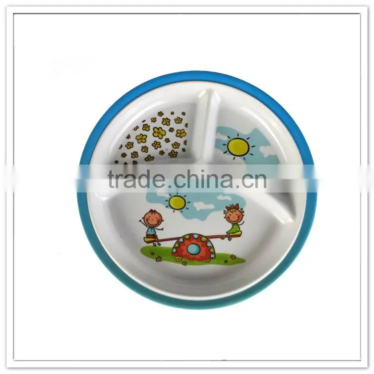 Sunday &seesaw printed food safe material used children section plates serving dishes