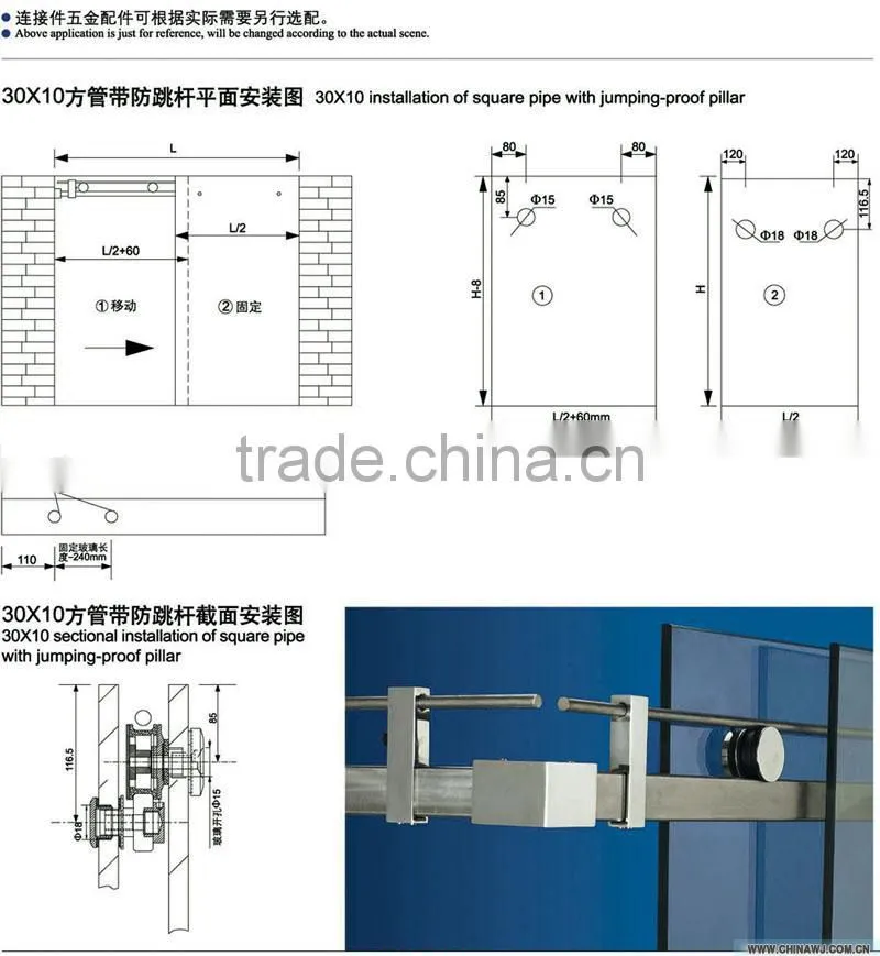 304 Stainless Steel Automatic Glass Sliding Door For Bathrooms