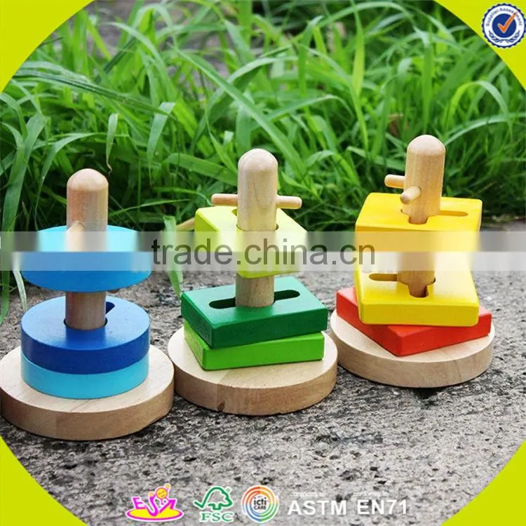 wholesale colorful wooden sort and stack toy intelligence wooden sort and stack toy W11C001
