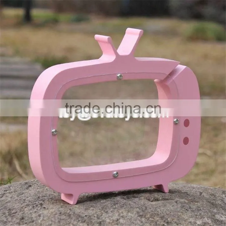 New design TV shape girls lovely wooden coin bank with logo customize W02A253