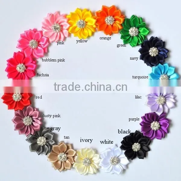 small satin ribbon flower clip for kids hair accessories