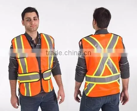 Orange polyester tear away traffic vest