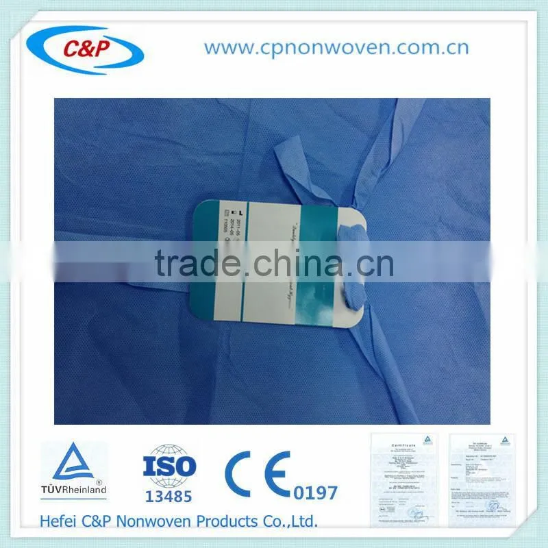 Disposable Sterile Blue SMS Nonwoven Standard Surgical Gown/Reinforced Surgical Gown