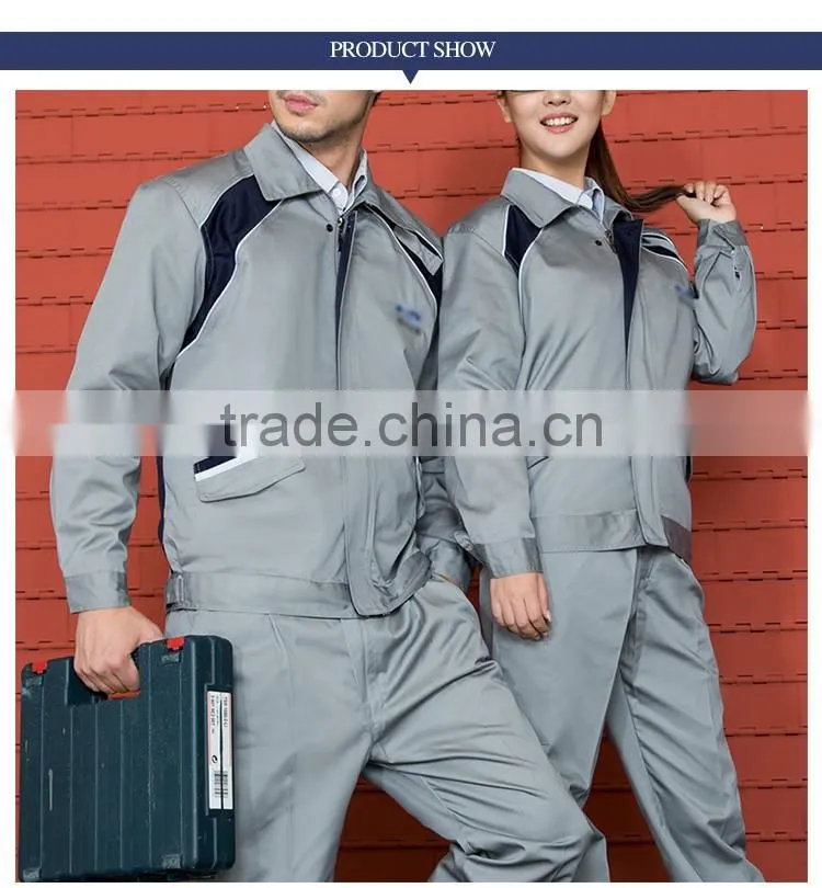Custom Grey Cotton Engineer Work Uniform Jacket And Pants