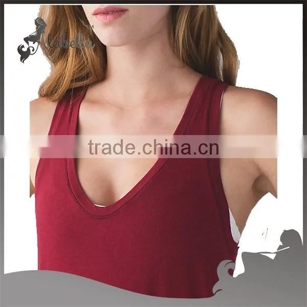 Naturally breathable fabric for V-neck tank without shelf bra