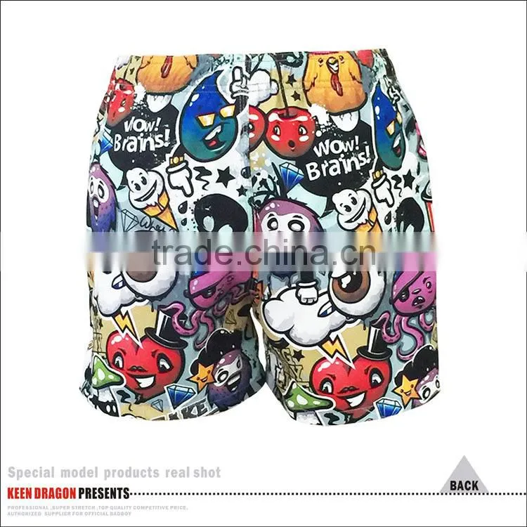 Full sublimated print swimwear with mesh lining cartoon style mens swim shorts