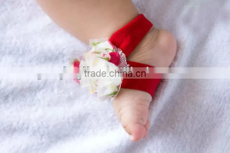 New Arrival Elastic Barefoot Sandals For Infant Hot pink Barefoot Socks Sandals Shoes Flowers Feet Toes Baby Bloom