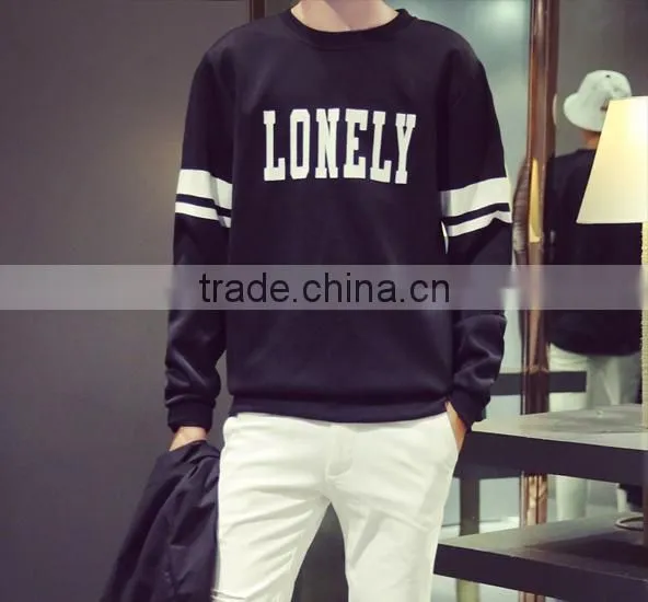 Cheap printed round neck long sleeve oversized cool men's plain printed pullover sweater hoodie
