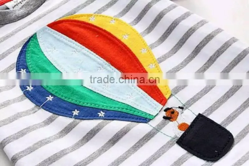 2016 Trending Products Children Stripe Tshirts with Cartoon Pattern