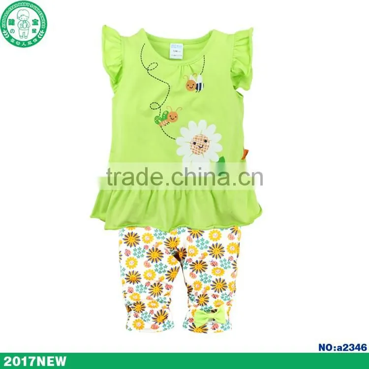 Baby Clothing Sets Summer Flower Newborn Baby Girl ruffled shorts + pant clothing sets