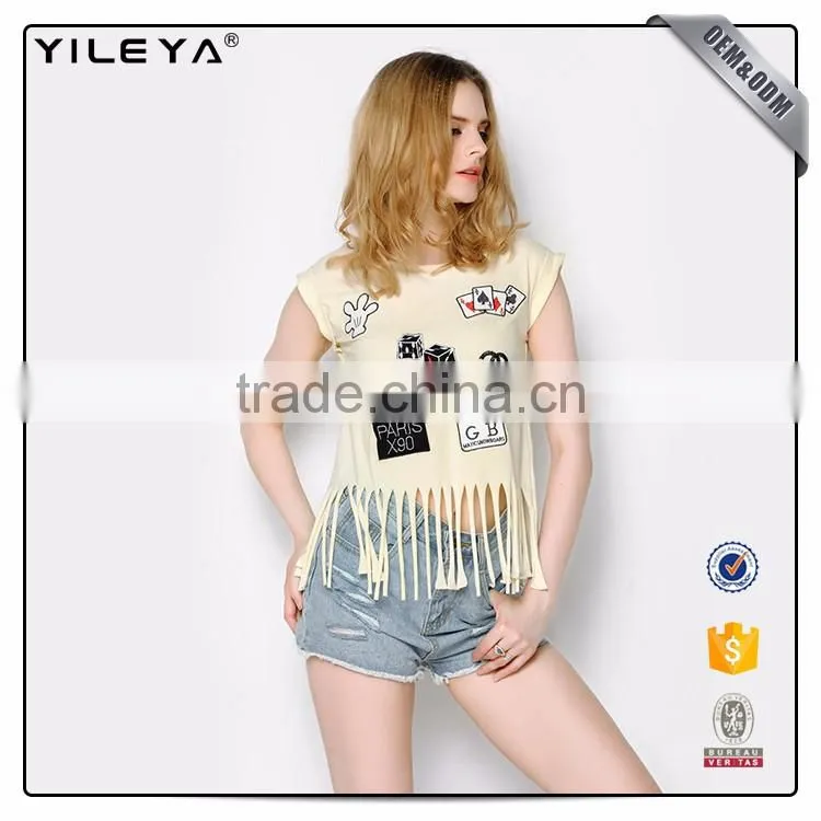 Fashion tassel Pattern Printing 100% Cotton Tank Top