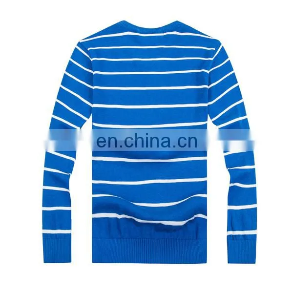 Long sleeve T shirt Mens Striped T shirt cotton plain v neck swearter