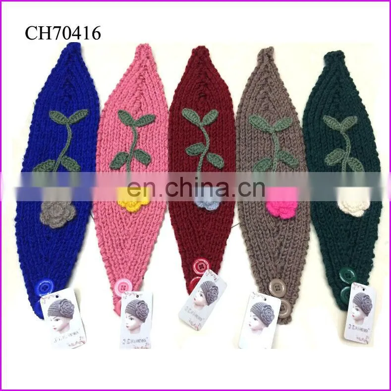 girls winter cotton yarn flower crochet headwear headbands