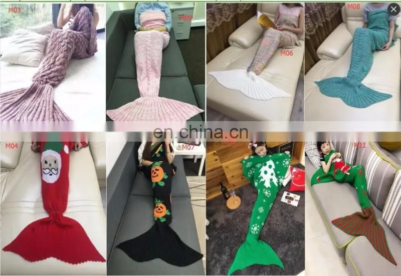 New popular Fashion All Season blankets handmade knit mermaid tail blanket wholesale