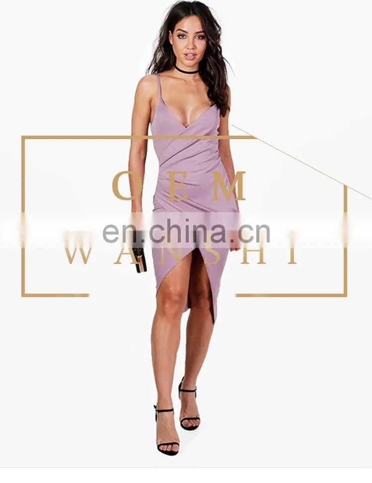 new design Spaghetti straps sexy women Wrap Midi dress
