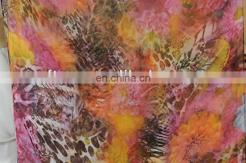 2013 New Style Digital Printed 100% Silk Chiffon Shawl