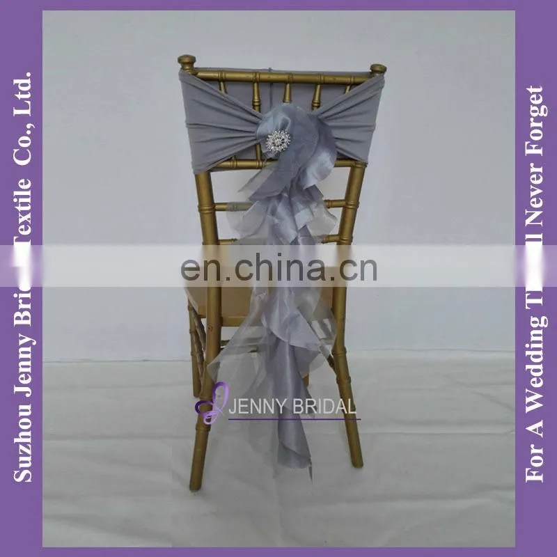 C308A Spandex Chair Sash With Buckle Fancy Ruffled Wedding Chair Sashes