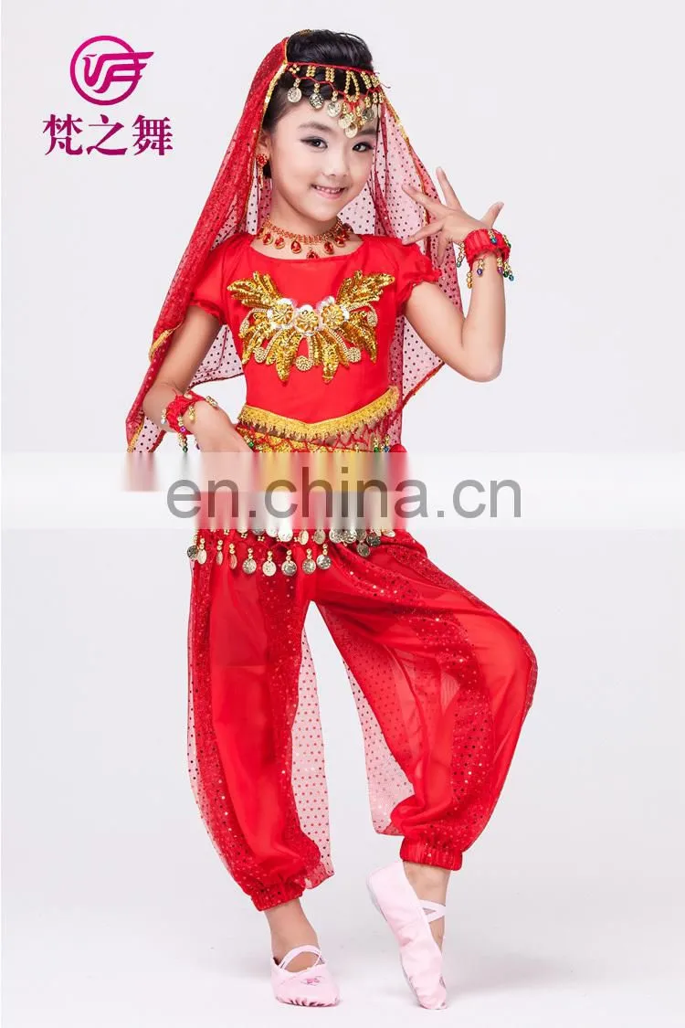 High chiffon gold coins performance belly dance hip scarf for kids Y-2052#