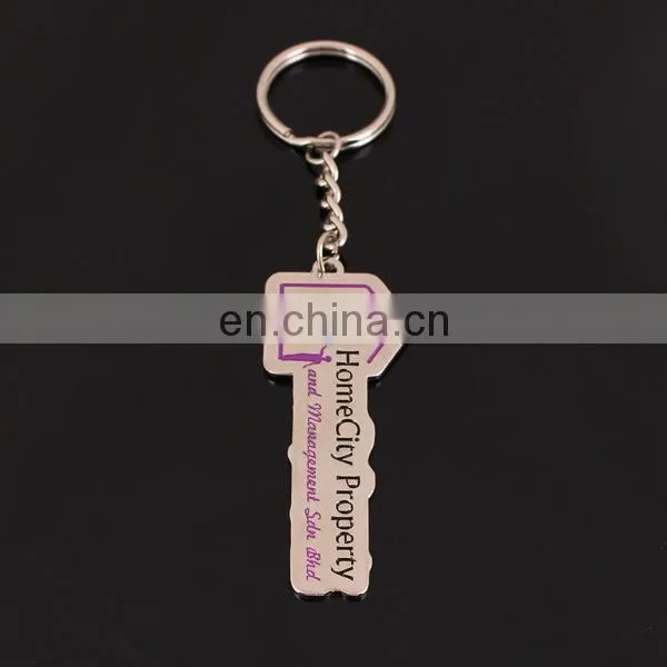 Custom logo Key shaped metal keychain
