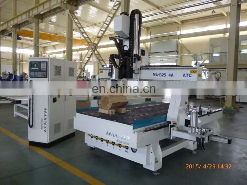 Furniture making 4 axis cnc router for wood with auto tool changer magazine