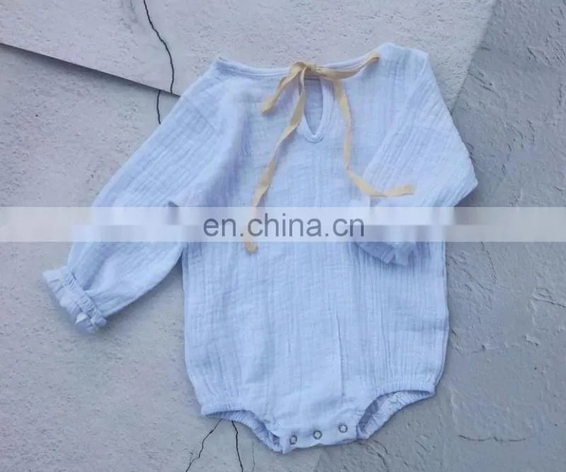 Wholesale Soft Cotton Full Sleeve Baby Girls Boys Linen Romper