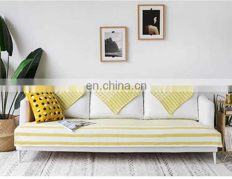 Hot selling woven stripe pattern sofa cover quilted Furniture Protector non-Slip sofa cover stretch for home decoration
