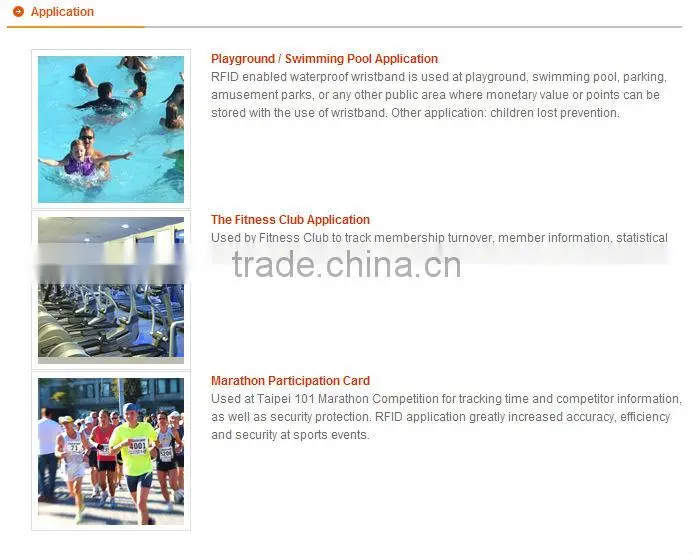 2014 13.56MHz Silicone RFID Wristband RFID bracelet with soft printing