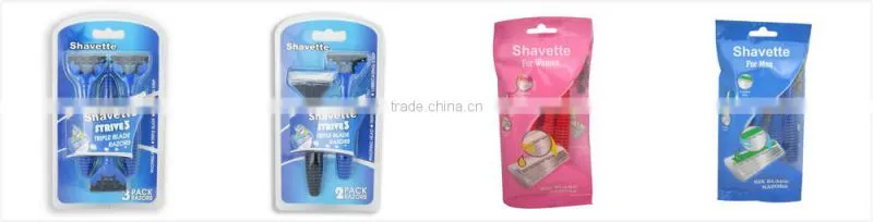 TRIPLE blade rubber handle shaving razor