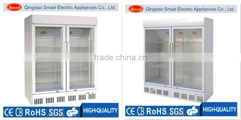 Single door upright supermarket display showcase refrigerator