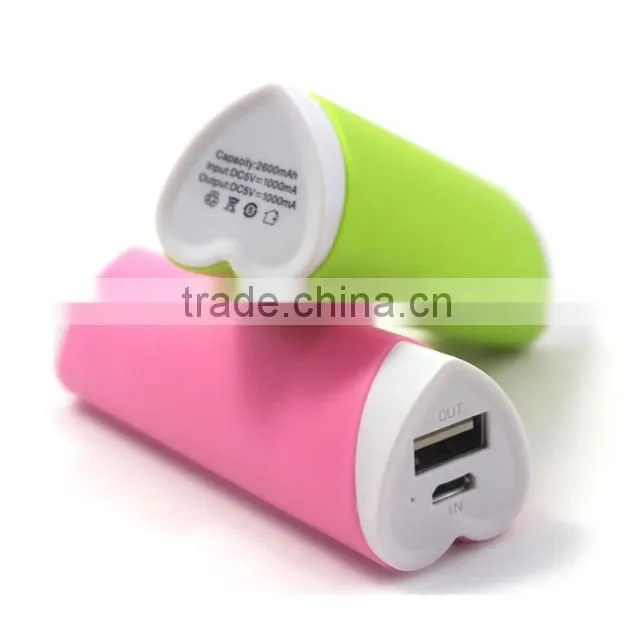 2600mAh custom heart shape power bank