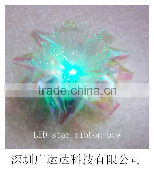 2016 Festive metalic star ribbon bow,10cm dia iridescent fancy bow, gift wrapping paper