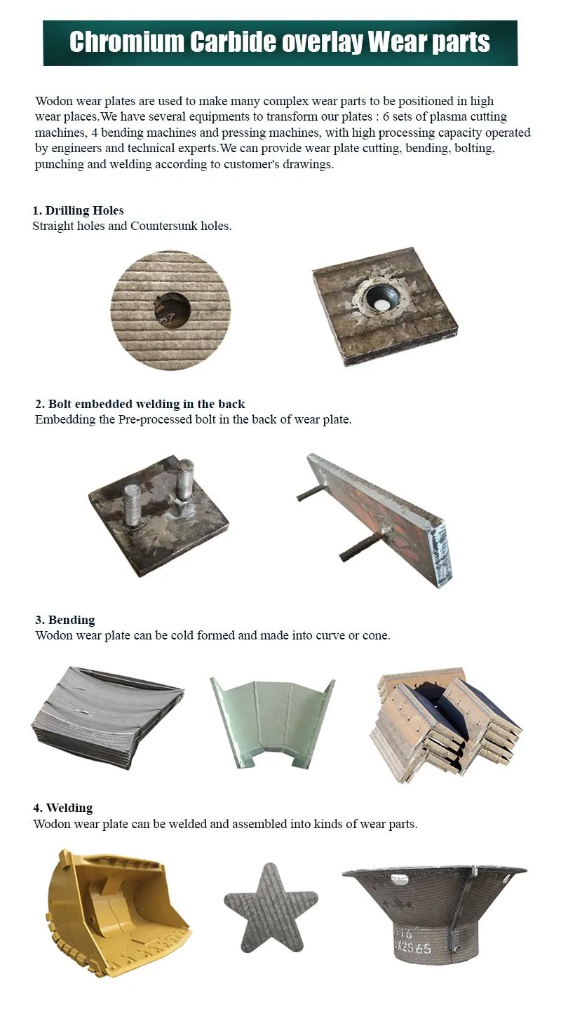 chromium carbide bimetal steel plate mud bucket excavator wear liners
