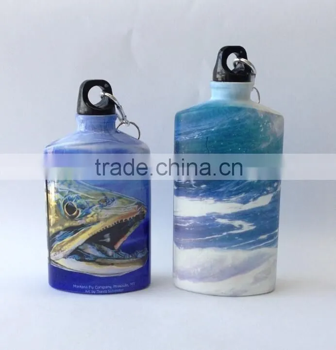 flat aluminium bottle with carabiner hook