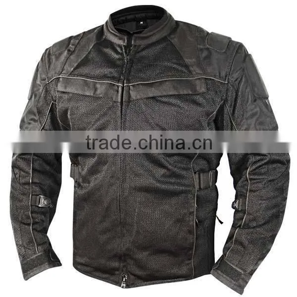 Men's Cordura Touring Motorcycle Jacket - Black with Red